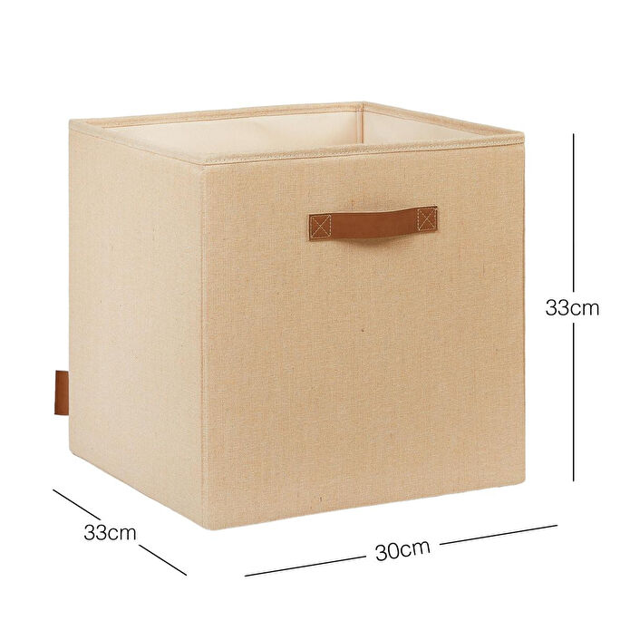 Ocean Home Textile Jüt Keten Kumaş Kutu 33 X 30 X 33 Cm