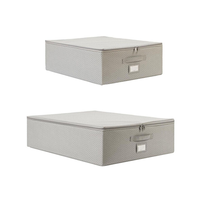 Ocean Home Textile 2'li Gri Balıksırtı Destekli Hurç Set 45 X 55 X 18 + 55 X 70 X 18 Cm