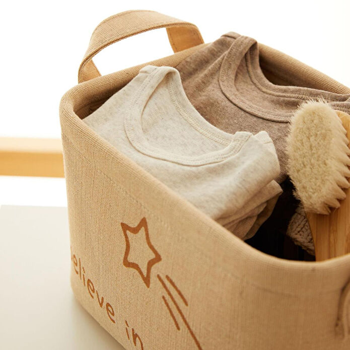 Ocean Home Textile Çocuk Odası Jüt Keten Kumaş Sepet 24 X 17 X 14 Cm