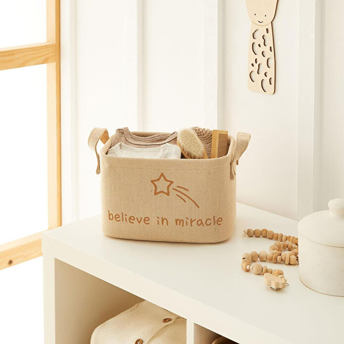 Ocean Home Textile Çocuk Odası Jüt Keten Kumaş Sepet 24 X 17 X 14 Cm