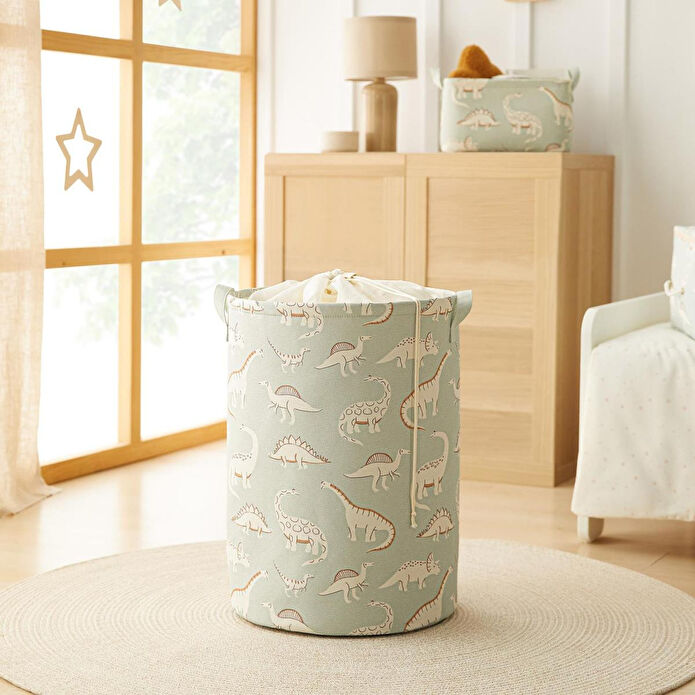 Ocean Home Textile Çocuk Odası Ağzı Büzgülü Dinozor Oyuncak Sepeti 36 X 50 Cm