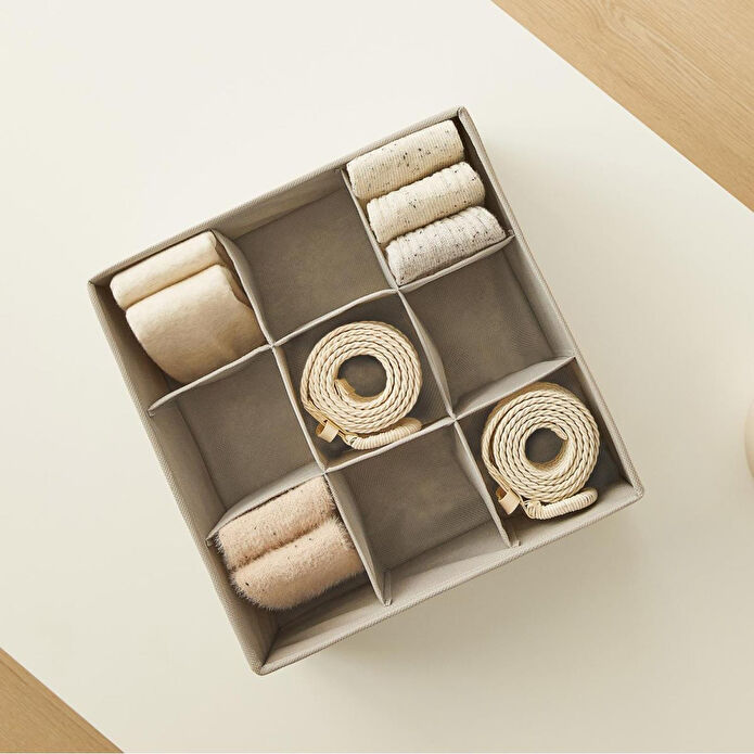 Ocean Home Textile 2'li Bölmeli Gri Balıksırtı Çekmece İçi Düzenleyici Kutu Set