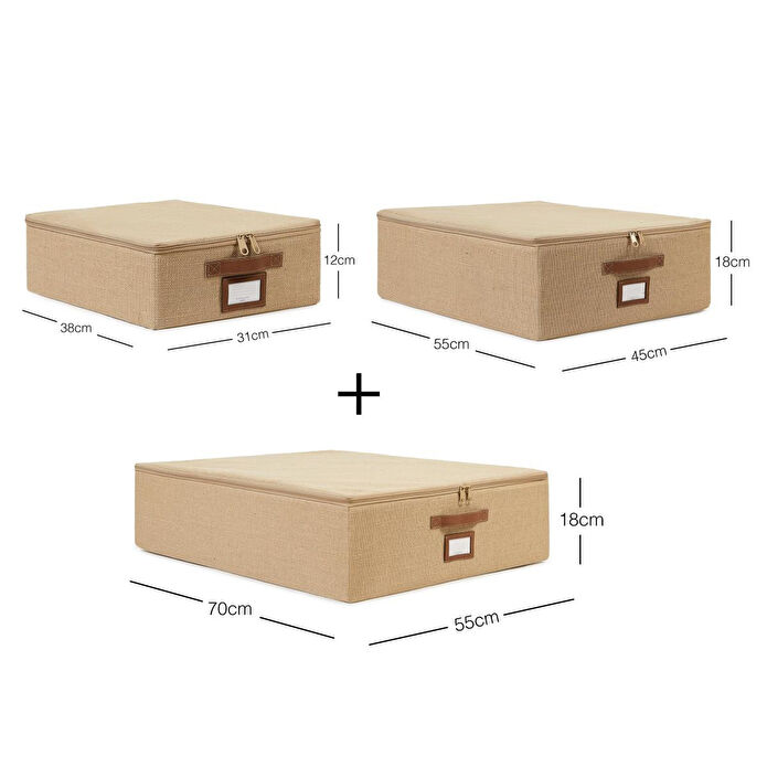 Ocean Home Textile 3'lü Jüt Destekli Hurç Set 31 X 38 X 12 + 45 X 55 X 18 + 55 X 70 X 18 Cm