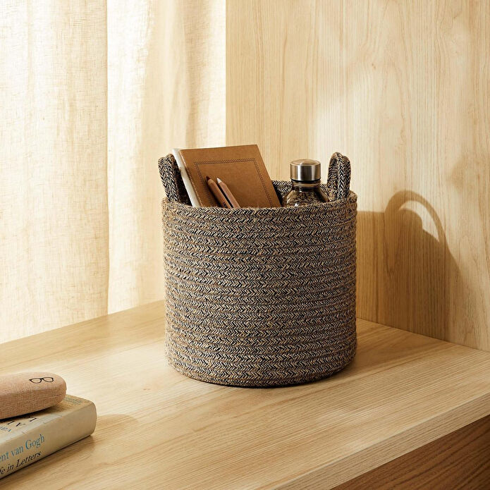 Ocean Home Textile Siyah Kırçıllı Jüt Halat Sepet 26 X 22 Cm