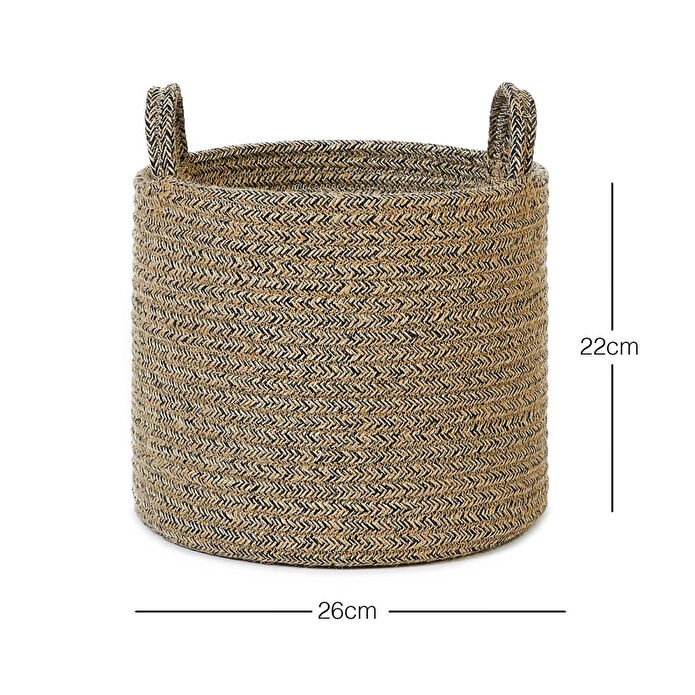 Ocean Home Textile Siyah Kırçıllı Jüt Halat Sepet 26 X 22 Cm
