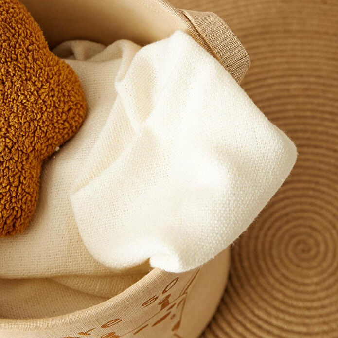 Ocean Home Textile Çocuk Odası Sevimli Zürafa Jüt Keten Kumaş Oyuncak Sepeti 33 X 40 Cm