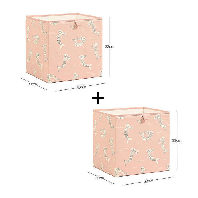 Ocean Home Textile 2'li Çocuk Odası Deniz Kızı Kutu Set 33 X 30 X 33 Cm