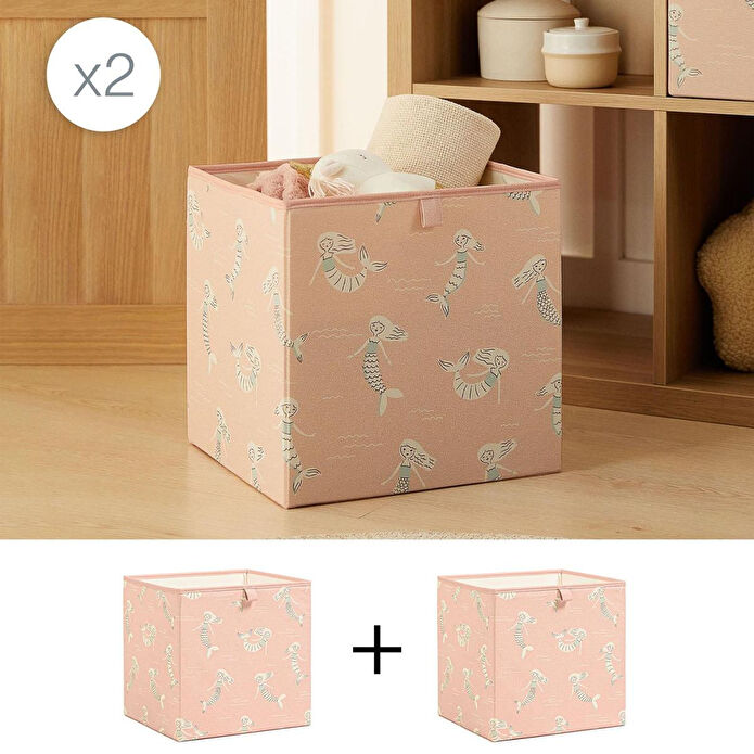 Ocean Home Textile 2'li Çocuk Odası Deniz Kızı Kutu Set 33 X 30 X 33 Cm