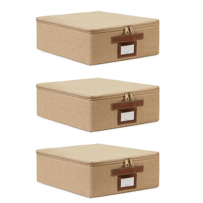 Ocean Home Textile 3'lü Küçük Boy Jüt Destekli Hurç Set 31 X 38 X 12 Cm