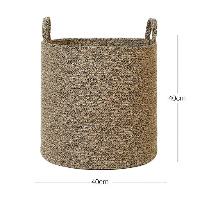 Ocean Home Textile Siyah Kırçıllı Jüt Halat Sepet 40 X 40 Cm