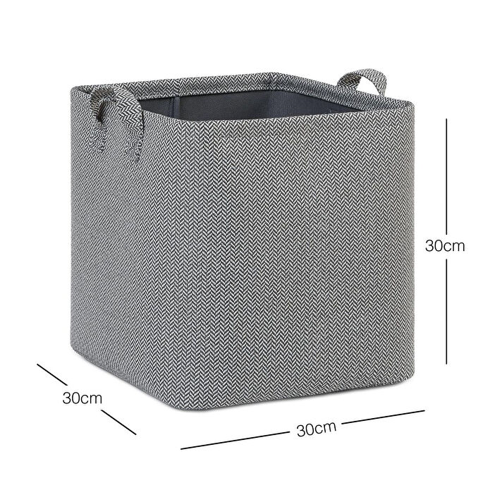 Ocean Home Textile Antrasit Renk Dokulu Kumaş Sepet 30 X 30 X 30 Cm