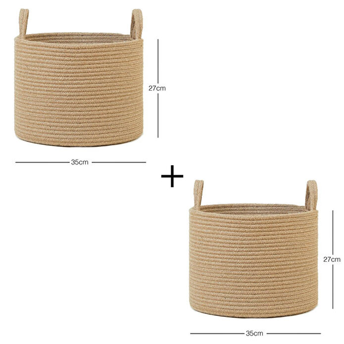 Ocean Home Textile 2'li Jüt Halat Sepet Set 35 X 27 Cm