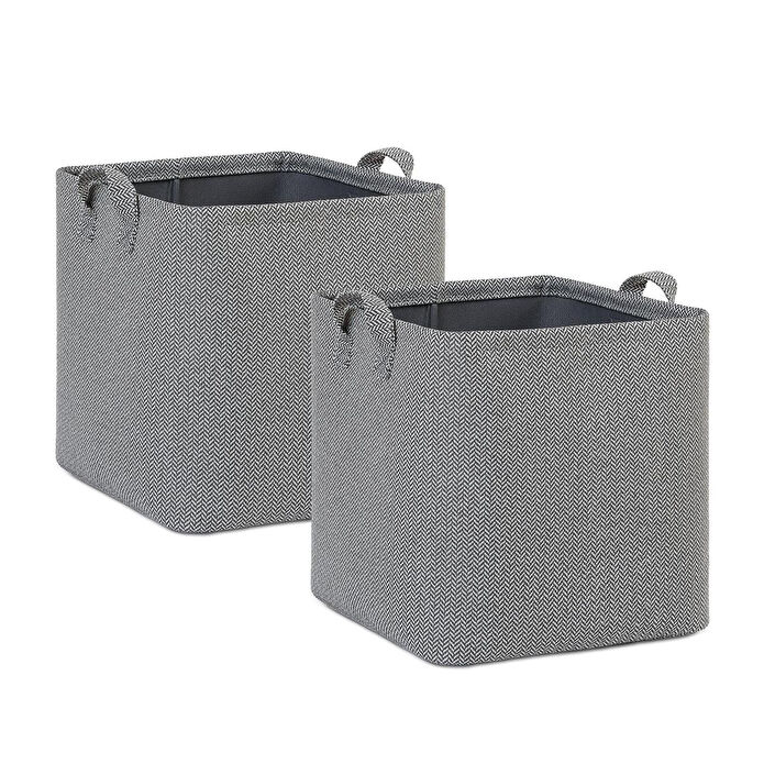 Ocean Home Textile 2'li Antrasit Renk Dokulu Kumaş Sepet Set 30 X 30 X 30 Cm