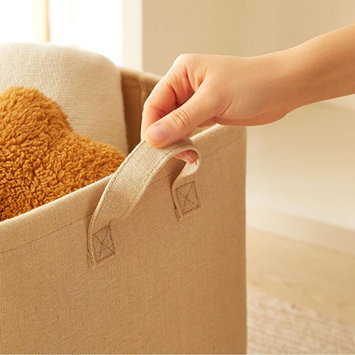 Ocean Home Textile 2'li Çocuk Odası Jüt Keten Kumaş Sepet Set 30 X 30 X 30 Cm