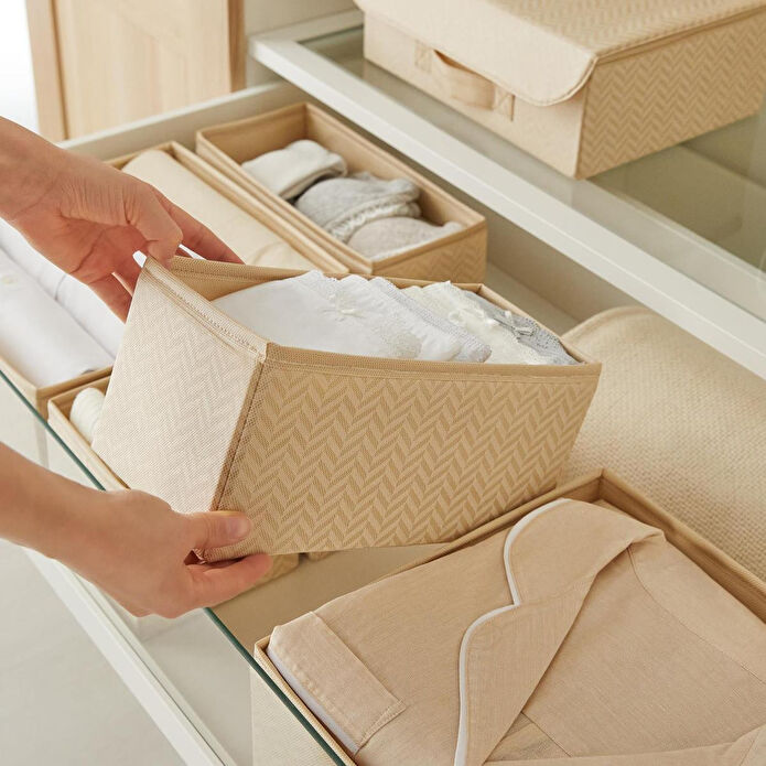 Ocean Home Textile 6'lı Bej Balıksırtı Çekmece İçi Düzenleyici Kutu 2 Adet 28 X 28 X 13 / 2 Adet 28 X 13 X 13 / 2 Adet 14 X 14 X 1