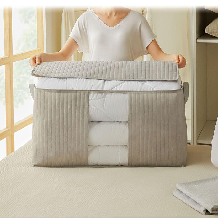 Ocean Home Textile Mega Boy Pvc Pencereli Gri Renk Kapitone Hurç 75 X 40 X 40 Cm