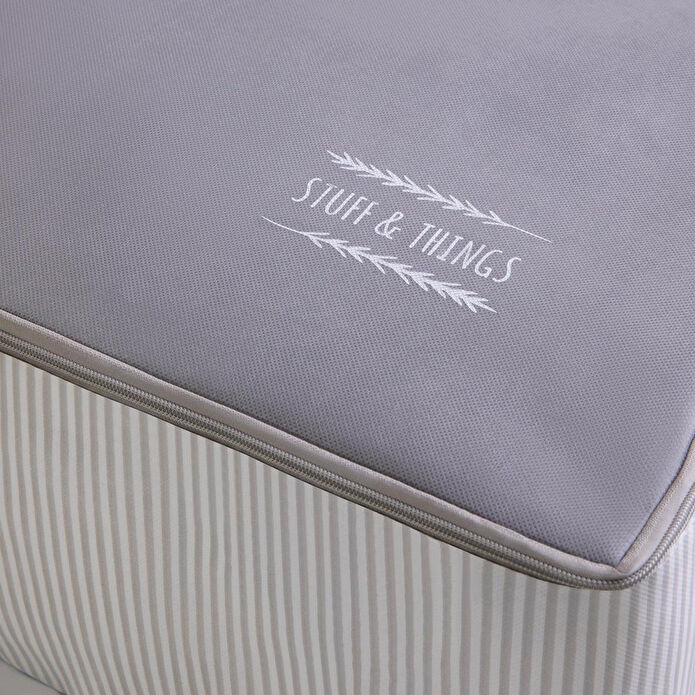 Ocean Home Textile Mega Boy Gri Çizgili Stuff & Things Baza Altı Hurç 74 X 46 X 22 Cm