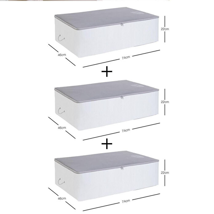 Ocean Home Textile 3'lü Mega Boy Gri Renk Stuff & Things Baza Altı Hurç Set