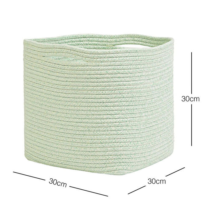 Ocean Home Textile Mint Kırçıllı Pamuklu Sepet 30 X 30 X 30 Cm