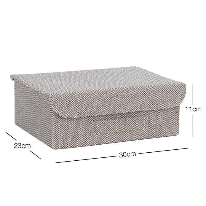 Ocean Home Textile Çekmece İçi Bej Renk Dokulu Kumaş Kapaklı Kutu 30 X 23 X 11 Cm