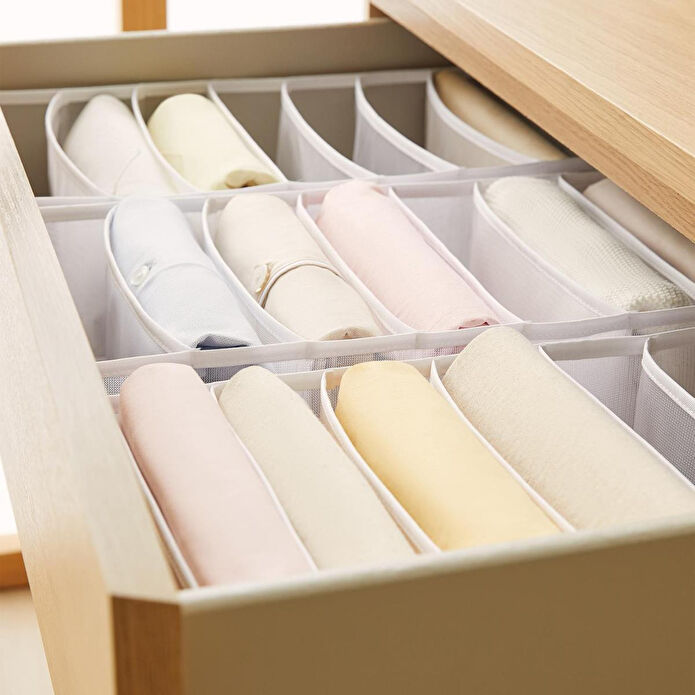 Ocean Home Textile 3'lü 7 Bölmeli Beyaz Renk File Çekmece İçi Düzenleyici Set