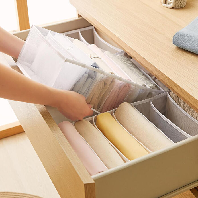 Ocean Home Textile 3'lü 7 Bölmeli Beyaz Renk File Çekmece İçi Düzenleyici Set