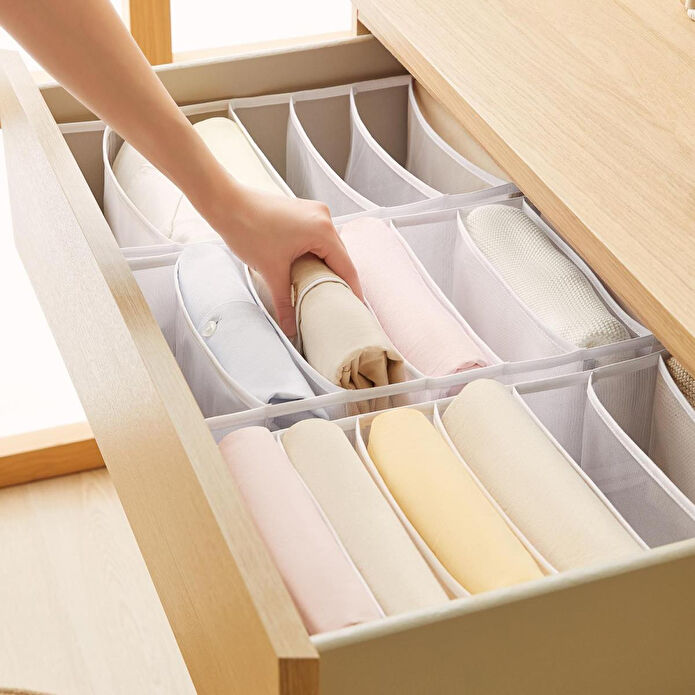 Ocean Home Textile 3'lü 7 Bölmeli Beyaz Renk File Çekmece İçi Düzenleyici Set