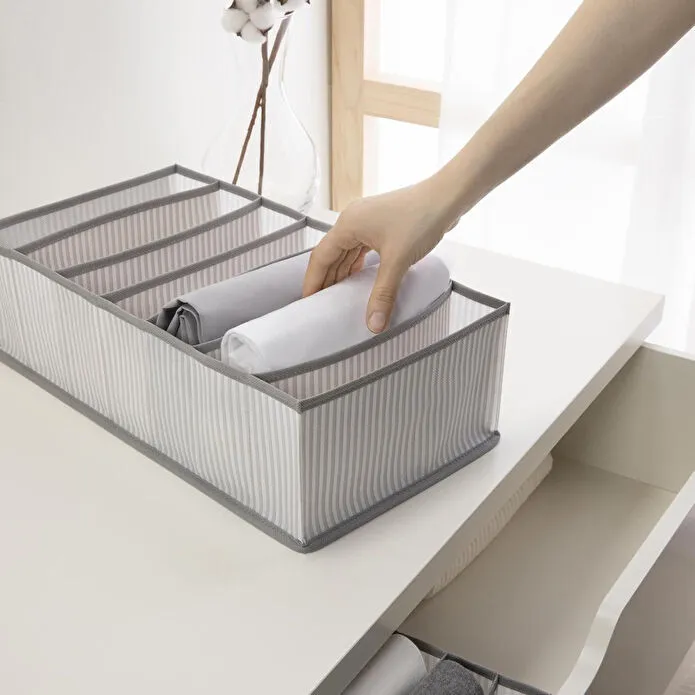 Ocean Home Textile 3'lü Gri Çizgili Çekmece İçi Düzenleyici Set