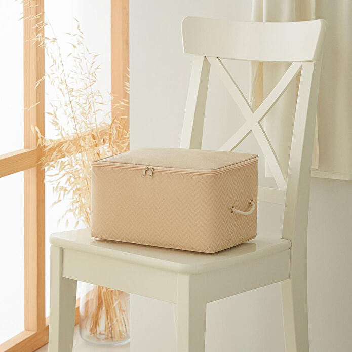 Ocean Home Textile 5'li Küçük Boy Bej Balıksırtı Hurç Set 30 X 22 X 18 Cm