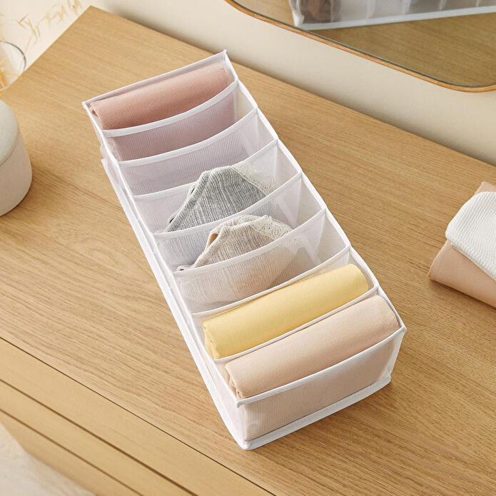 Ocean Home Textile 8 Bölmeli Beyaz Renk File Çekmece Düzenleyici 17 X 41,5 X 12 Cm