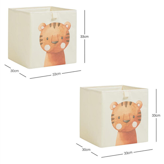 Ocean Home Textile 2'li Çocuk Odası Sevimli Kaplan Kutu Set 33 X 30 X 33 Cm