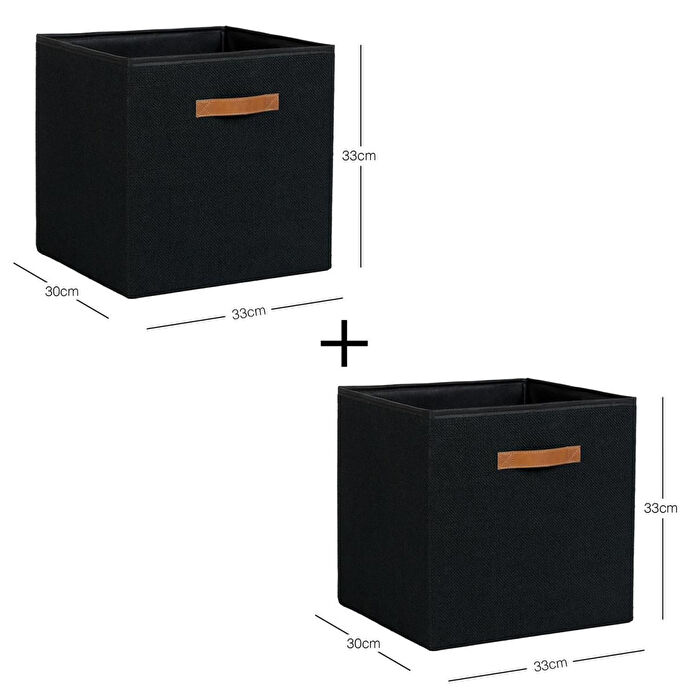 Ocean Home Textile 2'li Siyah Renk Jüt Kutu Set 33 X 30 X 33 Cm