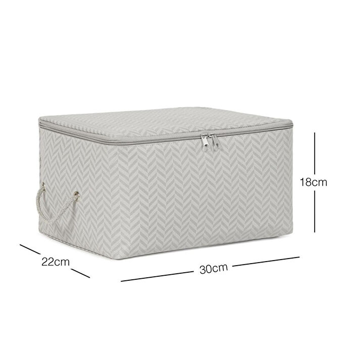 Ocean Home Textile Küçük Boy Gri Balıksırtı Hurç 30 X 22 X 18 Cm