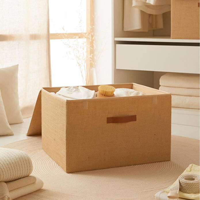 Ocean Home Textile Jüt Kapaklı Kutu 48 X 40 X 30 Cm