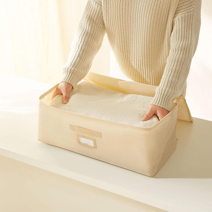 Ocean Home Textile 5'li Orta Boy Bej Balıksırtı Hurç Set 52 X 28 X 21 Cm