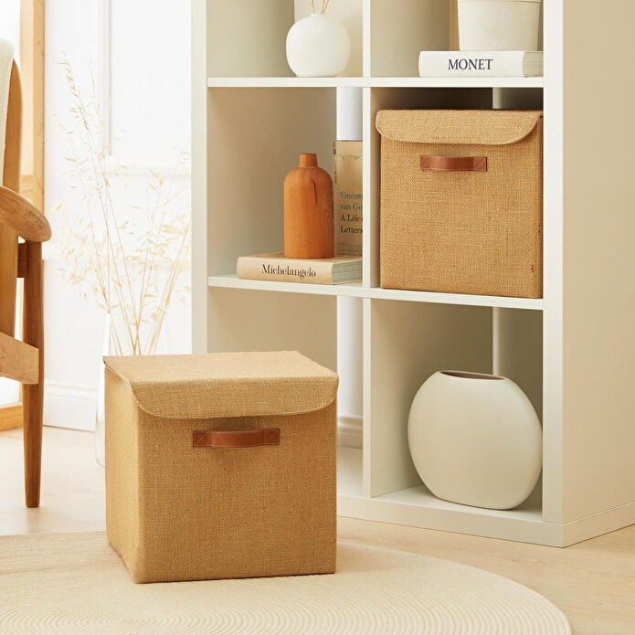 Ocean Home Textile 2'li Jüt Kapaklı Kutu Set 30x30x30 Cm