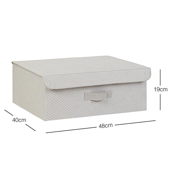 Ocean Home Textile Gri Balıksırtı Kapaklı Kutu 48 X 40 X 19 Cm