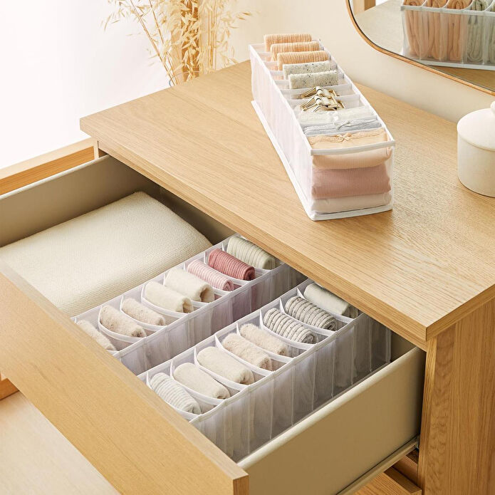 Ocean Home Textile 3'lü 10 Bölmeli Beyaz Renk File Çekmece İçi Düzenleyici Set