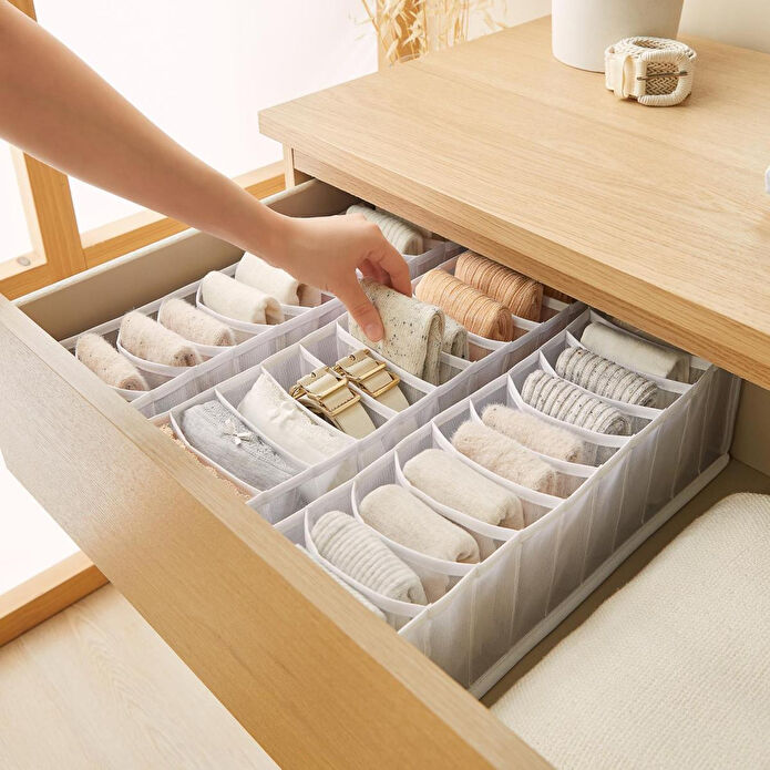 Ocean Home Textile 3'lü 10 Bölmeli Beyaz Renk File Çekmece İçi Düzenleyici Set