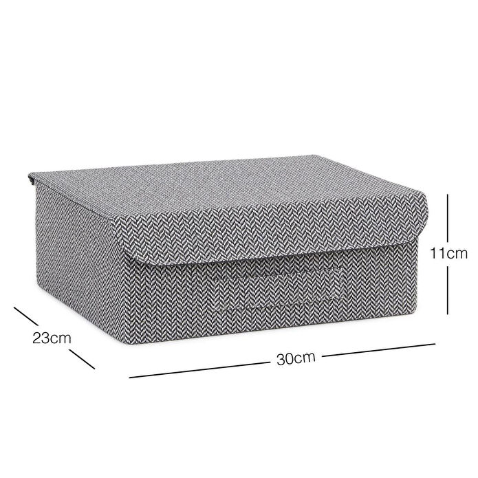 Ocean Home Textile Çekmece İçi Antrasit Renk Dokulu Kumaş Kapaklı Kutu 30 X 23 X 11 Cm