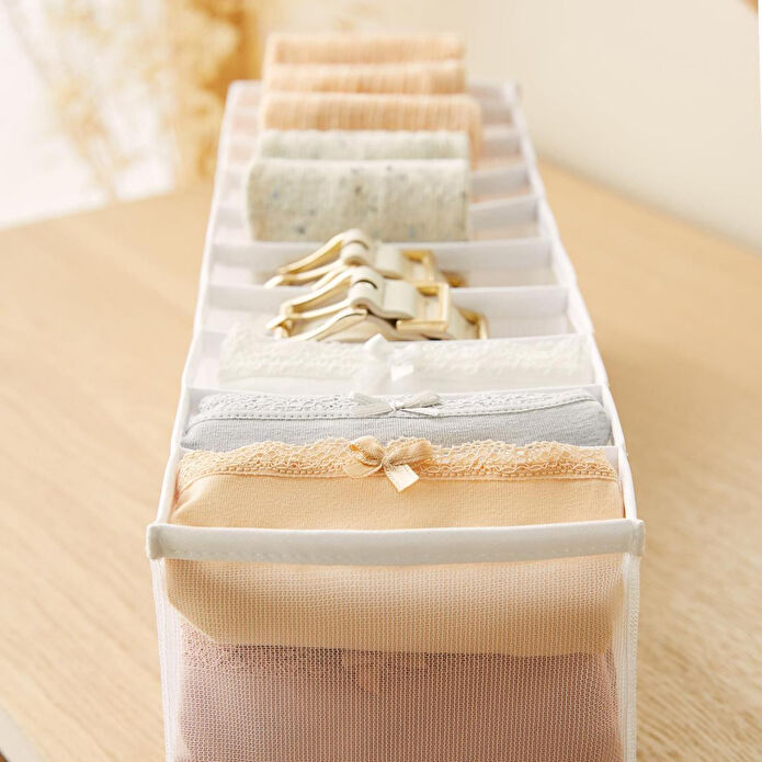 Ocean Home Textile 10 Bölmeli Beyaz Renk File Çekmece Düzenleyici 11 X 41,5 X 12 Cm