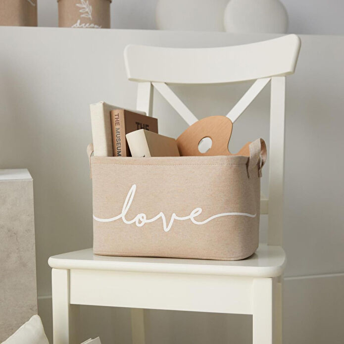 Ocean Home Textile Bej Renk Love Sepet 30 X 21 X 18 Cm