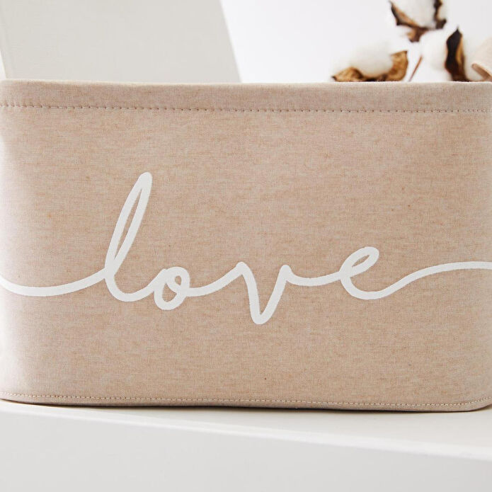 Ocean Home Textile Bej Renk Love Sepet 30 X 21 X 18 Cm