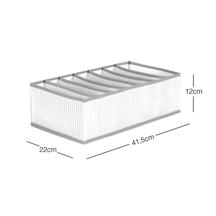 Ocean Home Textile 7 Bölmeli Gri Çizgili Çekmece Düzenleyici 22 X 41,5 X 12 Cm