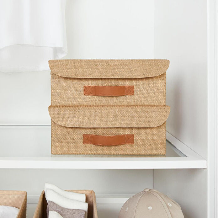 Ocean Home Textile Çekmece İçi Jüt Kapaklı Kutu 30 X 23 X 11 Cm