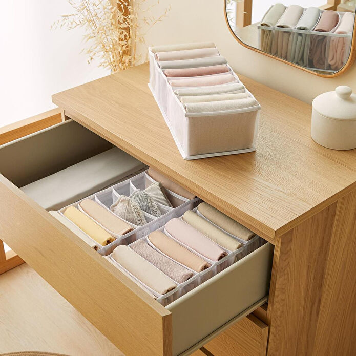 Ocean Home Textile 3'lü 8 Bölmeli Beyaz Renk File Çekmece İçi Düzenleyici Set