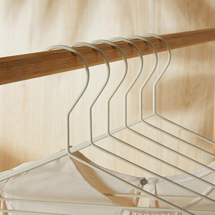 Ocean Home Textile 6'lı Mat Beyaz Renk Kauçuk Kaplamalı Metal Giysi Askısı 20.50 X 42 X 0.3 Cm