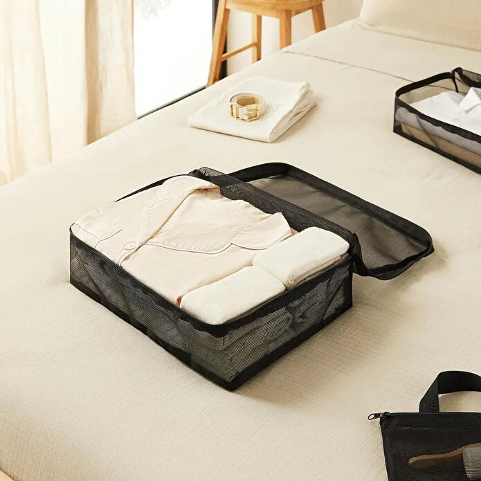 Ocean Home Textile 6'lı Siyah Renk File Bavul İçi Düzenleyici Set