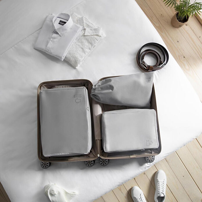 Ocean Home Textile 3'lü Gri Renk Bavul İçi Düzenleyici Set