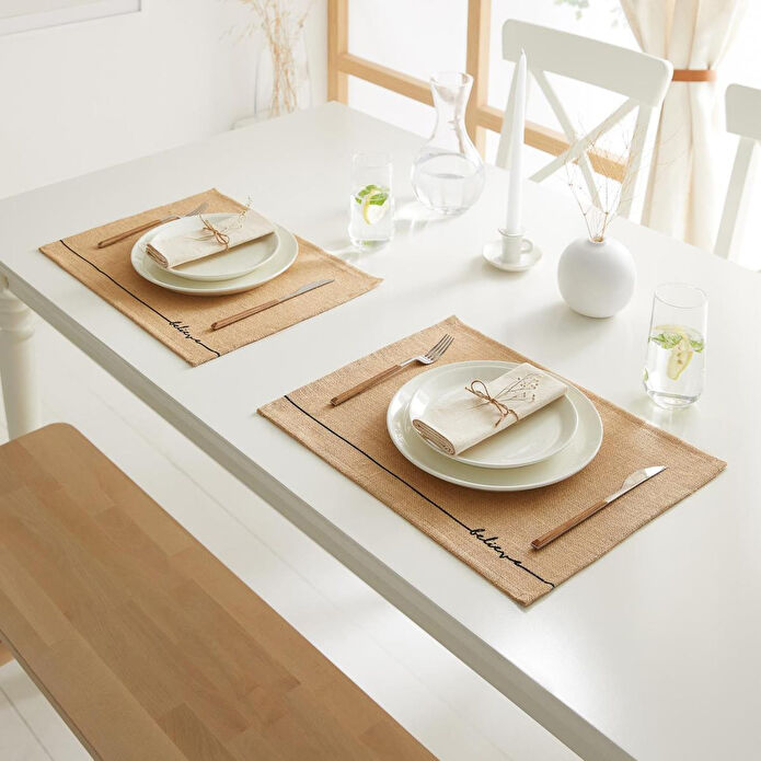 Ocean Home Textile 2'li Believe Jüt Amerikan Servis 45 X 35 Cm